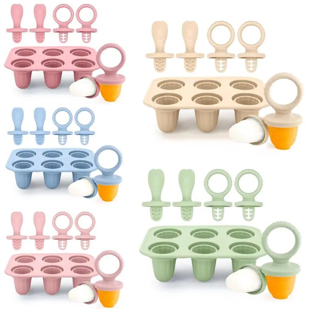 Food Grade Silicone Baby Teething Ice Cream Stick Molds Reusable Non-Toxic Homemade Popsicles Mold Set Freezing Function