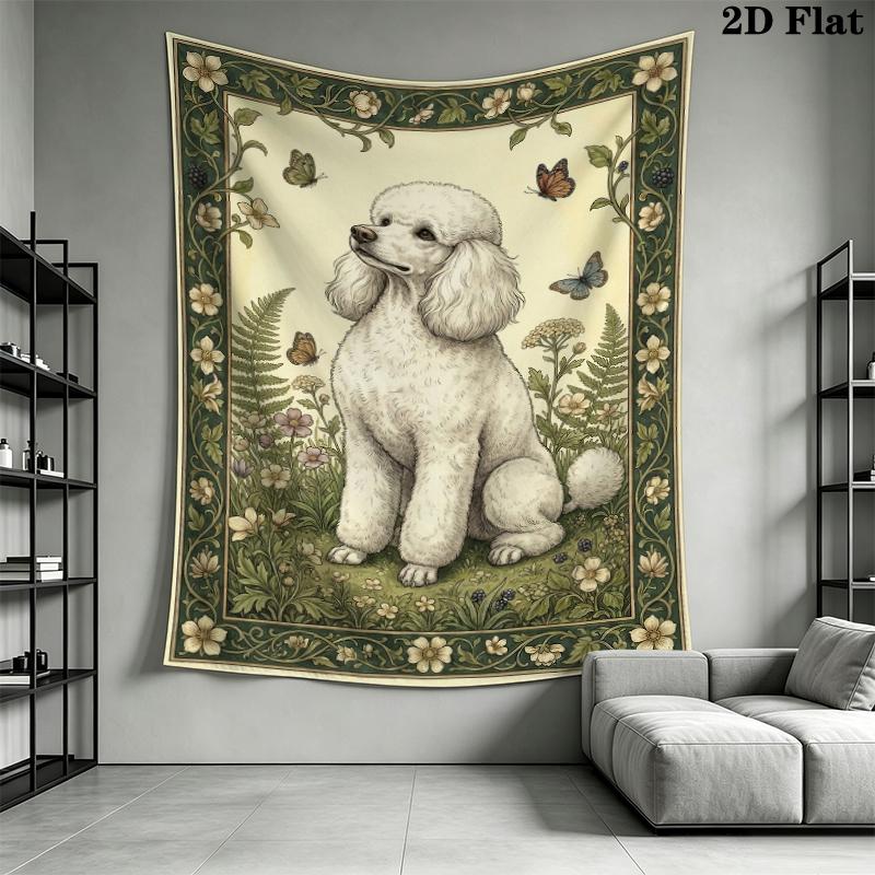 Poodle Wall Tapestry Aesthetic Wall Hanging Printed Fabric Blanket Decorative Tapestries for Bedroom Living Room Home Decor