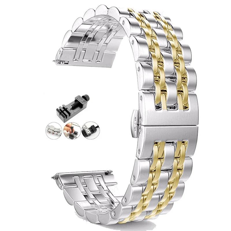 Stainless Steel band For Samsung Galaxy watch 6/5/4/Classic metal link bracelet amazfit GTS-GTR-4-3-mini-bip 3 20mm 22mm strap
