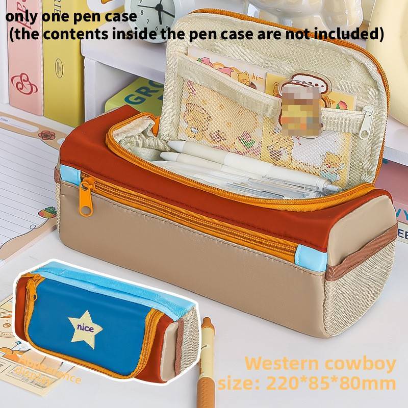 Multilayer Star Shape Pencil Case With Fabric Material For Student Office Use