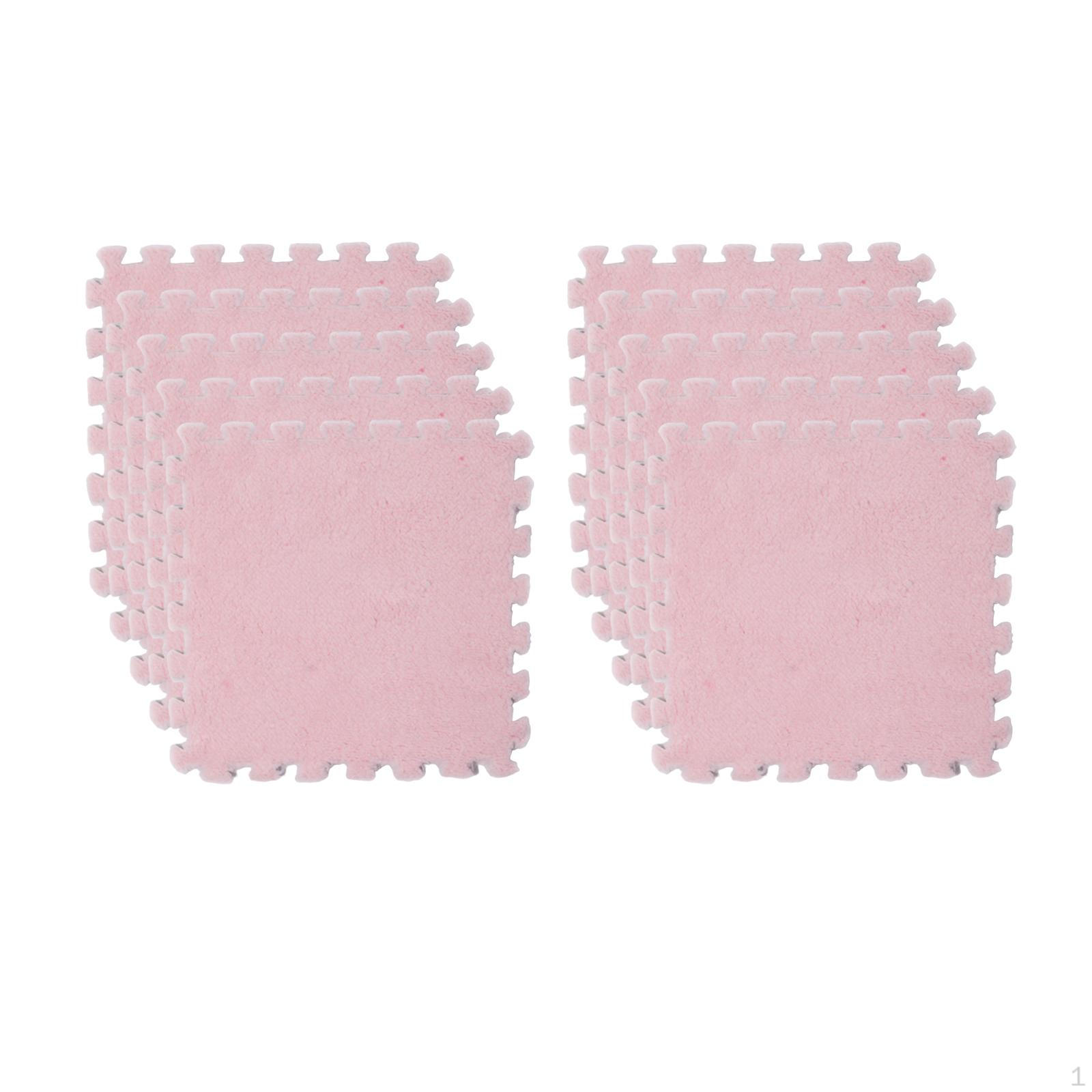 

10 шт. плюшевых квадратных ковров для детей, нескользящий игровой коврик для декора гостиной светло-розовый