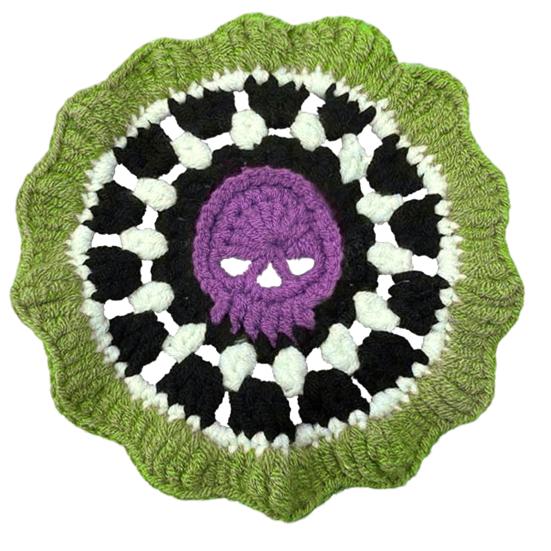 Brainy Skull Coaster Handmade Crochet Skeleton Tabletop Decor Hand Knitted Drink Cup Mat for Home Bar Decor