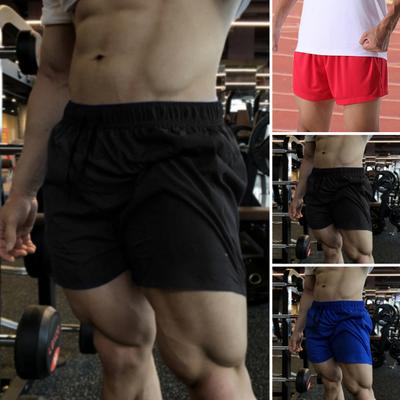 Men Summer Casual Shorts Elastic Drawstring Waist Fitness Shorts Quick-Drying Sports Shorts Quick Drying Solid Color Wide Leg Shorts