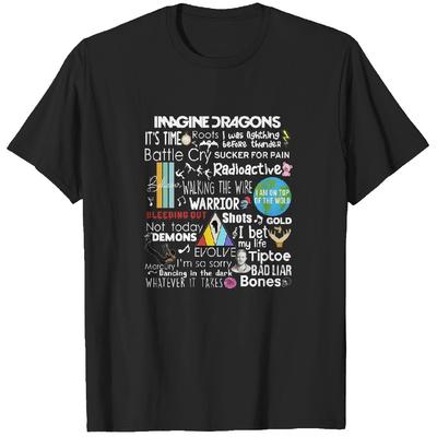 Immagina Maglietta Canzone Anthem dei Dragoni, Maglietta Tour dei Dragoni 2024, Maglietta Tour Band Rock, Maglietta Classica Merch IM