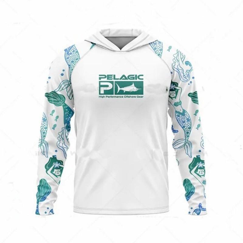 Mens Long Sleeve UV Protection Fishing Shirt Breathable Quick Dry Hooded Sunproof Outdoor Angling Top
