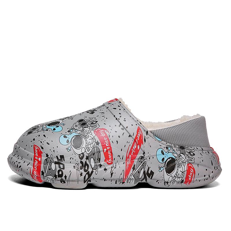 Fashion Man Slippers Flexible Platform Waterproof Comfortable Round Toe Slip-on Wear-Resistant Non-slip All-match Fashion Plus Velvet