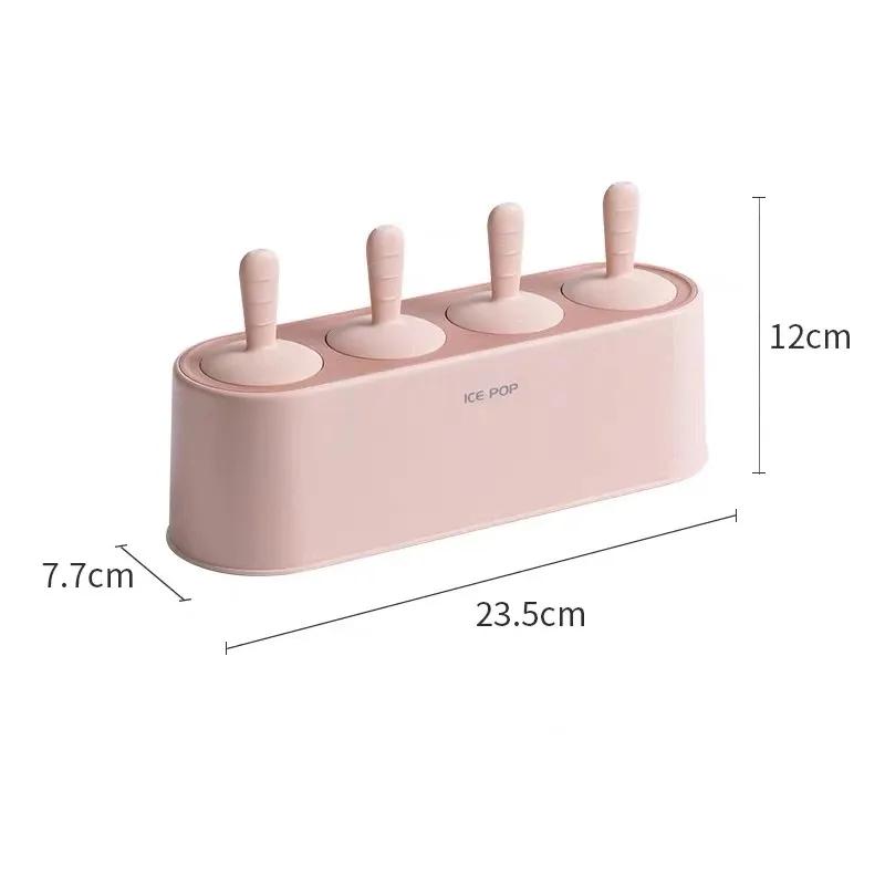 Home Ice Cream Mold Popsicle Diy Tool Silicone 4-hole Popsicle Box Children Dessert Ice Cream Maker Kitchen Tools Diy Ice Cream
