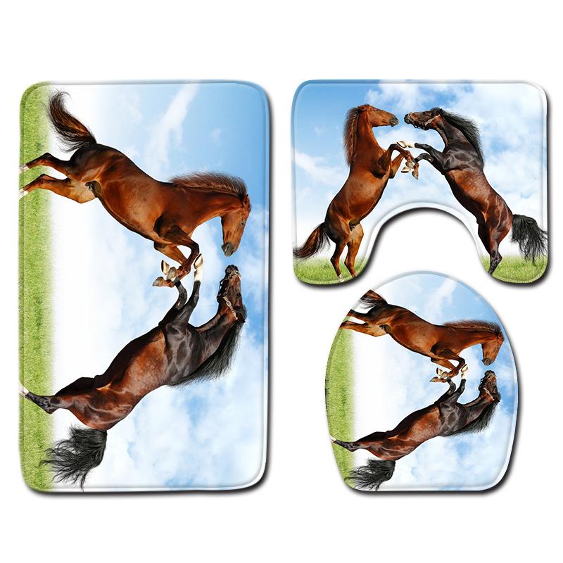 

Cute Animal Family Print Bathroom Decorative Carpet Non-Slip Warm Floor Mat Set Factory 45*75