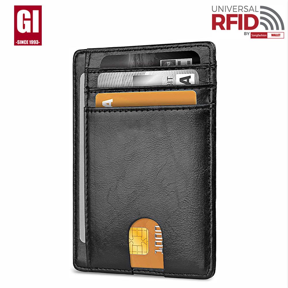 Card Bag Men's RFID Anti-theft Brush European and American Card Bag Men's  Card Holder