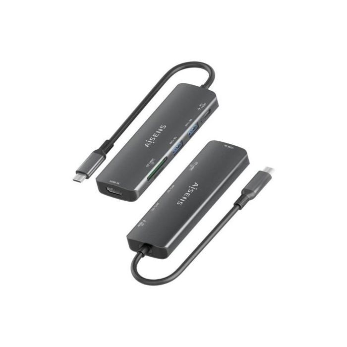 Docking USB Tipo-C Aisens ASUC-5P011-GR- 1xHDMI- 2xUSB- 1xUSB Tipo-C PD- 1xLector Tarjetas- Gris