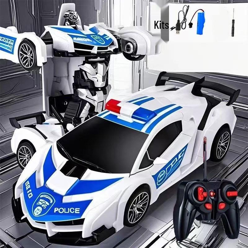 1:18 Remote Control Police Car/Robot Transformer - Spider Iron Man Edition