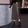 Women's High-Waist PU Leather Midi Skirt