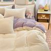 Solid Color Bedding Set Winter Thickened Warm Duvet Cover Pillowcase Four Piece Set Flannel Coral Fleece Bed Sheet Quilt Cover