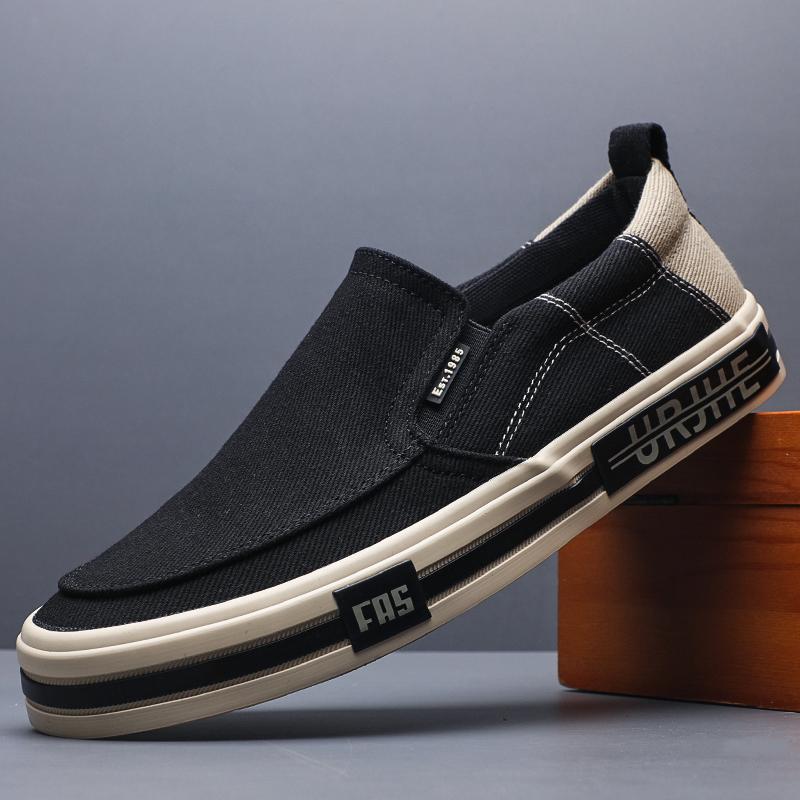 

Модная мужская парусиновая обувь, повседневные кроссовки на шнуровке, летняя модная дышащая вулканизированная резиновая обувь на плоской подошве для улицы, осенняя повседневная обувь SS25807 38 чёрный