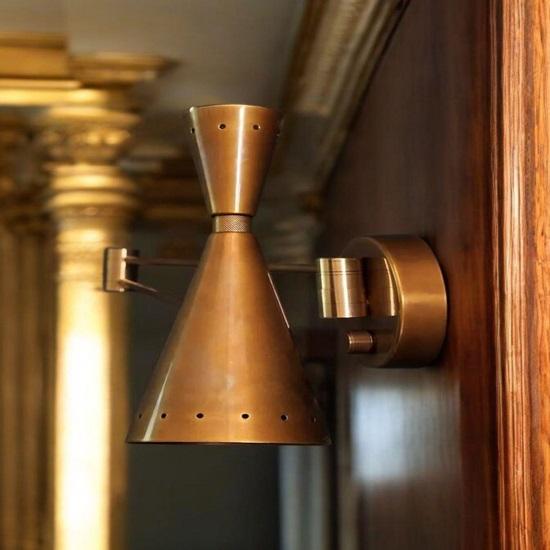 Mid-Century Modern Adjustable Raw Brass Wall Sconce Bedside Reading Light Fixture with Plug-in Design Bedroom, Living, Office