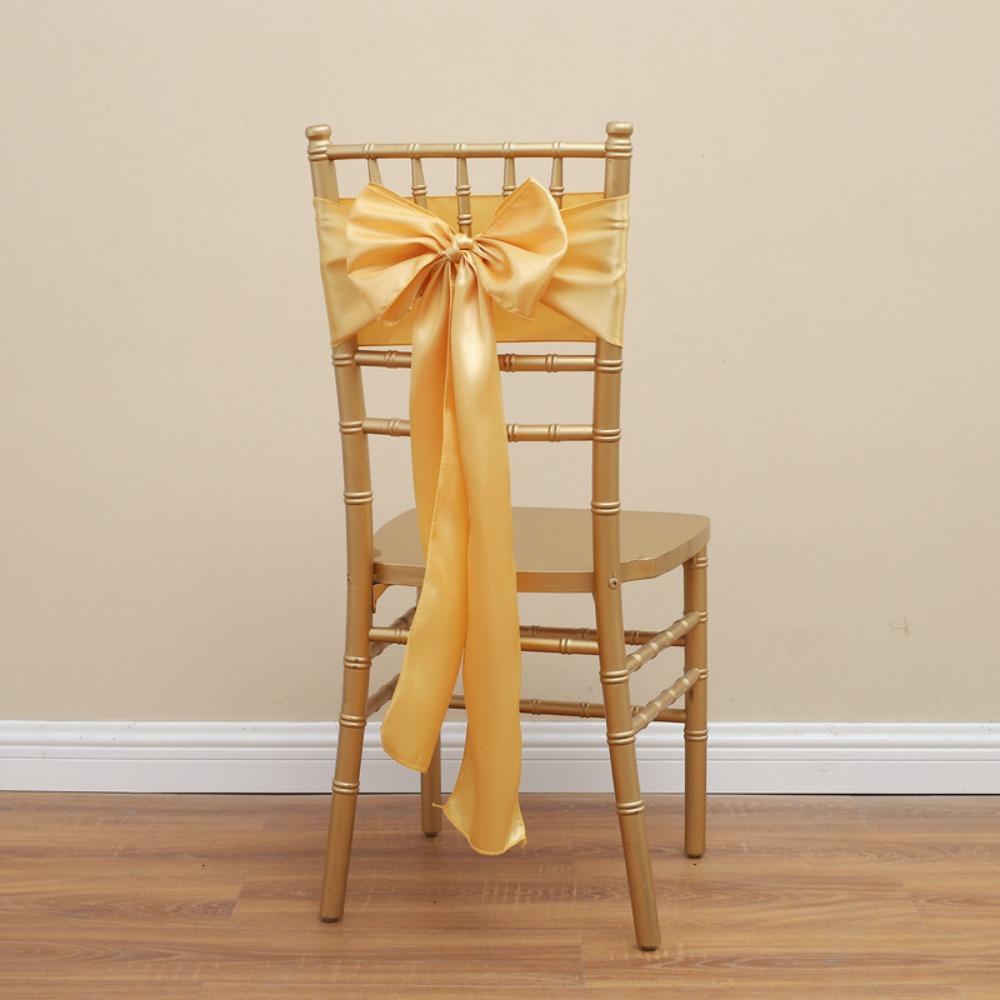 5pcs Vintage Bow Chair Cover 275cm Chair Back Ribbon Satin Wedding Chair Sashes  Baby Shower