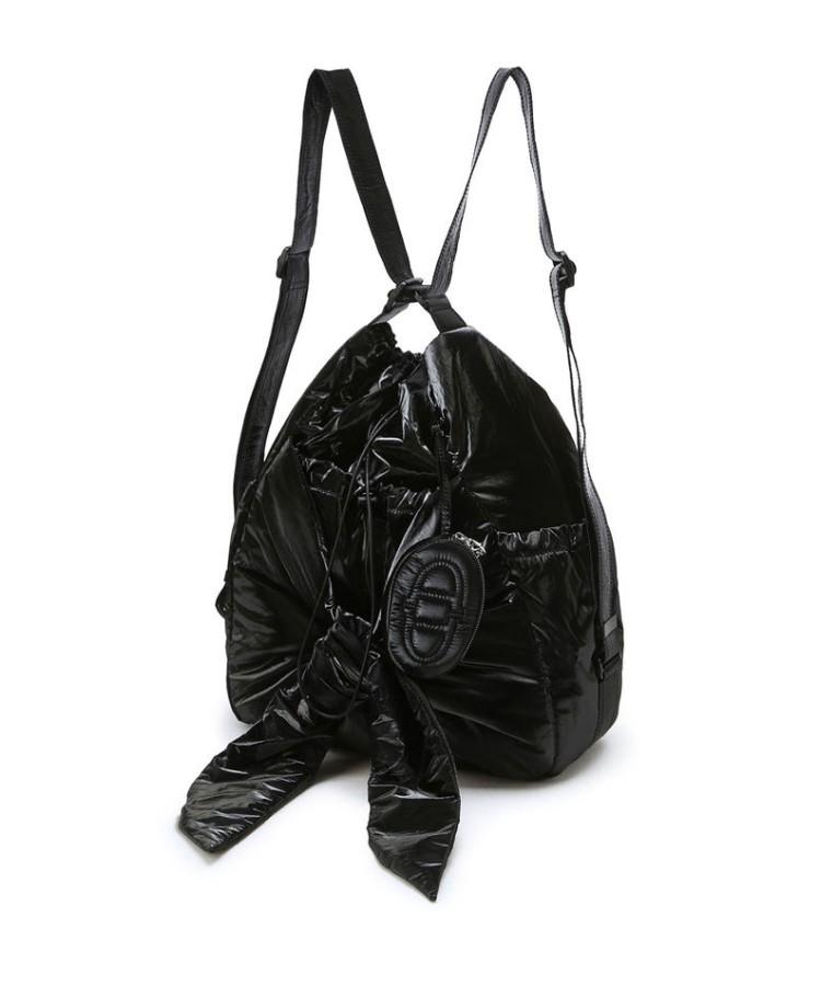 Athe Vanessabruno [Ruban] Glossy Black Ribbon Backpack And Shoulder Bag L Aaba6E900Bk