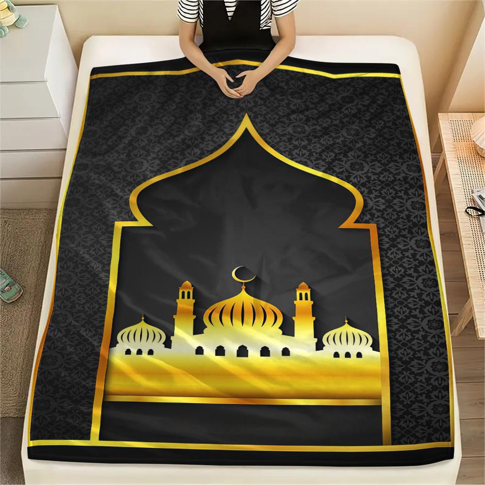 

1PC Muslim Print Flannel Blanket, High quality All Seasons, Home Decor, Warmth and Comfort, Perfect for Christmas Gifts 80cm x 120cm