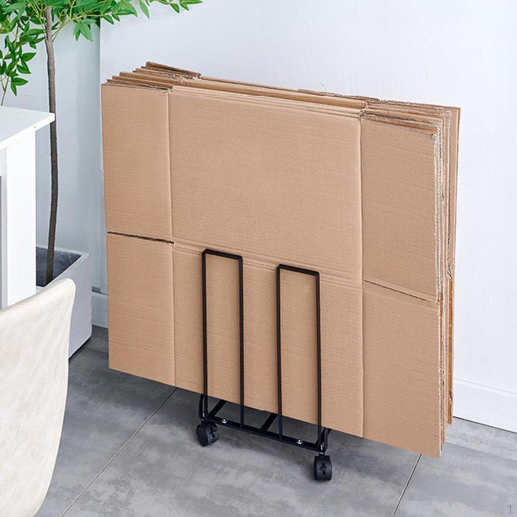 Carton Storage Rack Cart with Wheels 31cmx26x43.5cm Multipurpose Metal Frame Mobile Cardboard Stand
