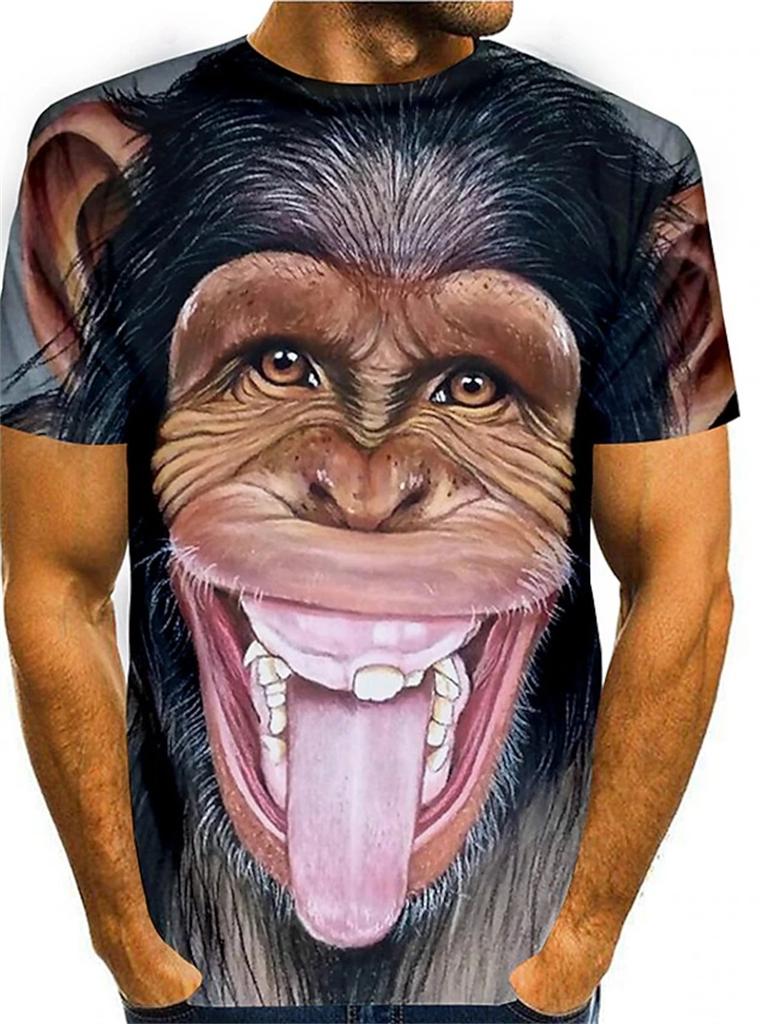 Men's 3D Print T-Shirt with 3D Design, Round Neck, Short Sleeve, Loose Fit, Plus Size, Summer Men's Wear