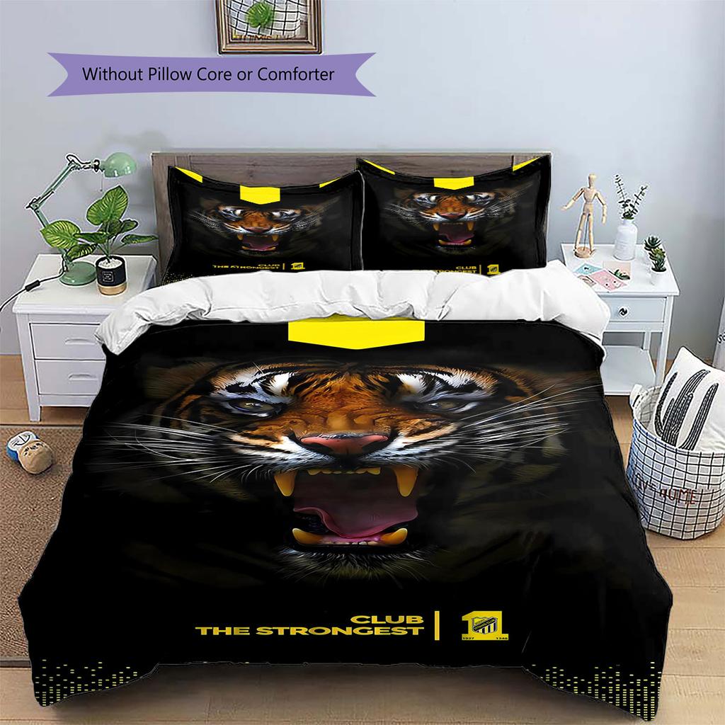 Al-Ittihad FC Pattern Bedding,Quilt Set Quilt Cover Pillowcase Home Birthday Gift(1 * Duvet Cover + 2 * Pillowcase, Without Core)