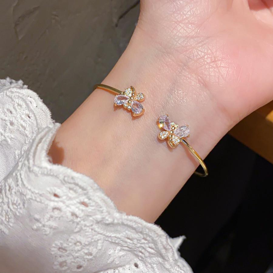 Butterfly Zircon Open Cuff Bracelet For Women Jewelry Accessories