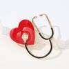 New Creative Stethoscope Enamel Clothing Pins for Women Red Heart Black Tube Women's Brooches Fashion Jewelry Suit Accessories