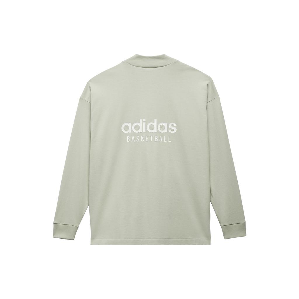 Adidas Originals Basketball: Chapter 1 Series Long Sleeve Tee With Letter Logo Print Unisex Tops Halo-Green IA3422