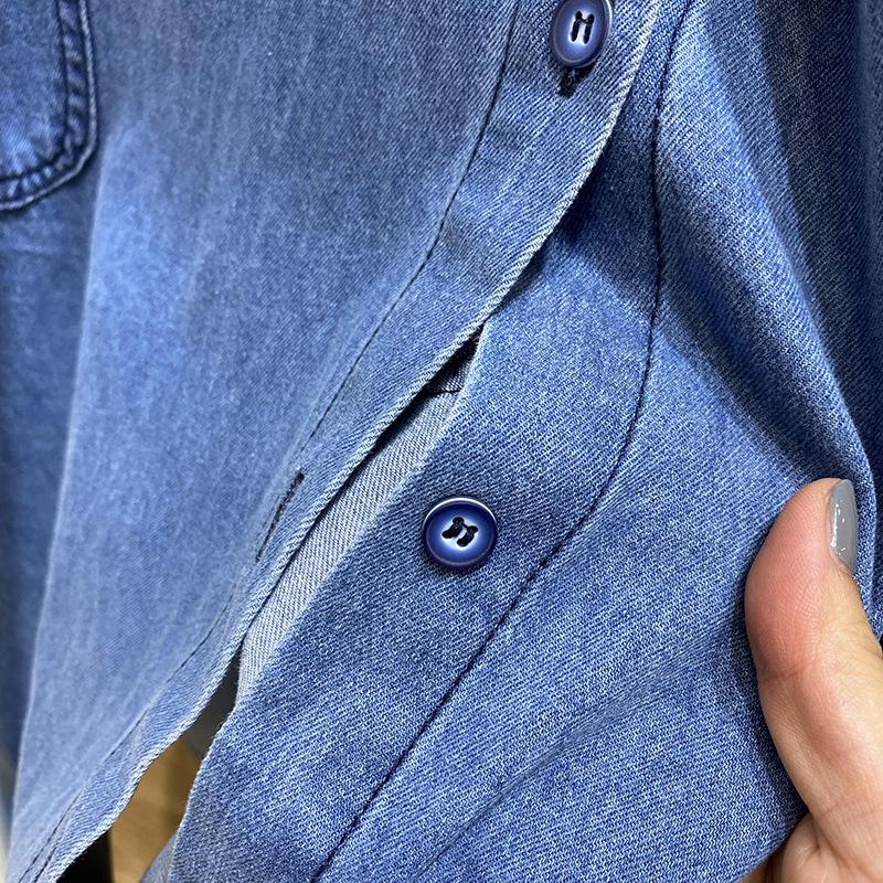2025 Women's Loose Fit Long-Sleeved Polo Collar Shirt - Early Autumn Commuter Style with High Manganese Wash