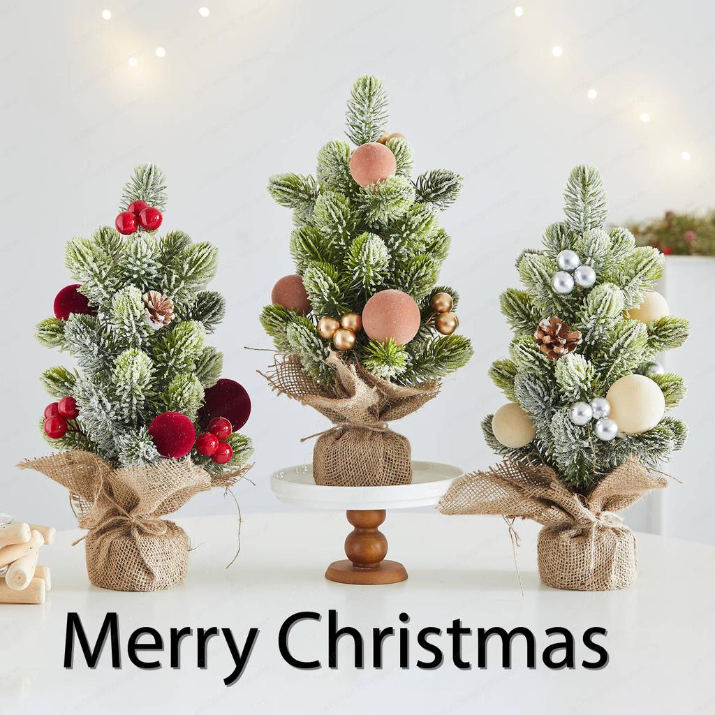 New Christmas decoration scene atmosphere arrangement small desktop Christmas tree flocking ball cafe table ornament
