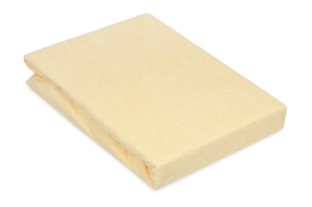 Prześcieradło frotte z gumką 210/220x190/200 premium pastelowo żółte