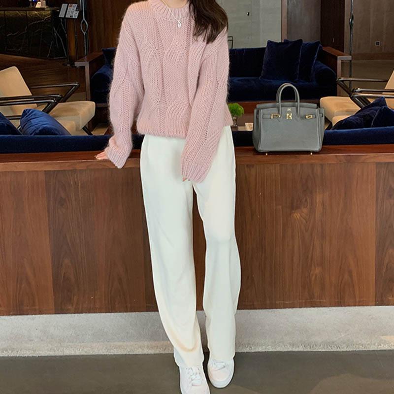 Long Sleeve Women's Sweater Autumn Winter Casual Soft Knit Inner Base Loose Cropped Knit Pullovers