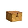 Seagrass Basket with Lid Wicker Storage Basket Handwoven Decor Organizer Flat Storage Bins Woven Boxes for Desk Shelf Small Items Home