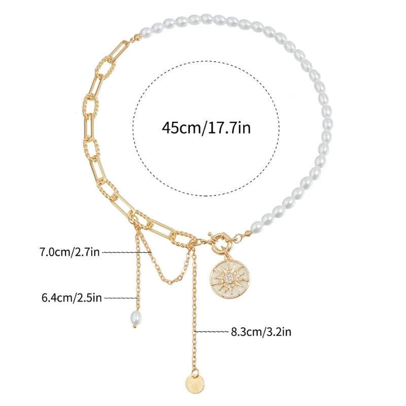 Retro Star Charm Adjustable Chain Necklace Featuring Mixed Materials Pearls Accents Trendy Layering Statement Pieces