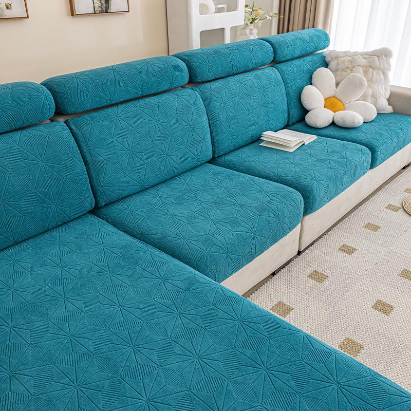 Plush Elastic Fabric Sofa Cover Universal Jacquard Living Room Sofa Cushion Cover Cloth Anti Cat Scratch Non-Slip Full Package