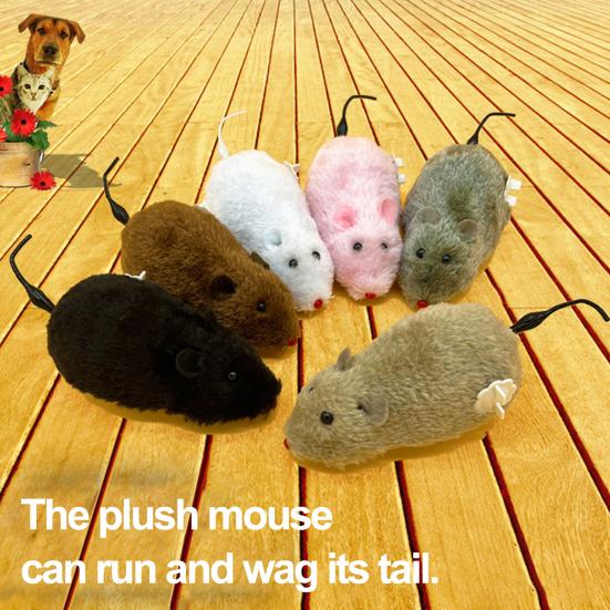 Wind-Up Mouse Cat Toy Realistic Furry Mouse Interactive Pet Toy Funny Moving Mouse for Chasing And Pouncing Play Stimulates Indoor Hunting Instincts