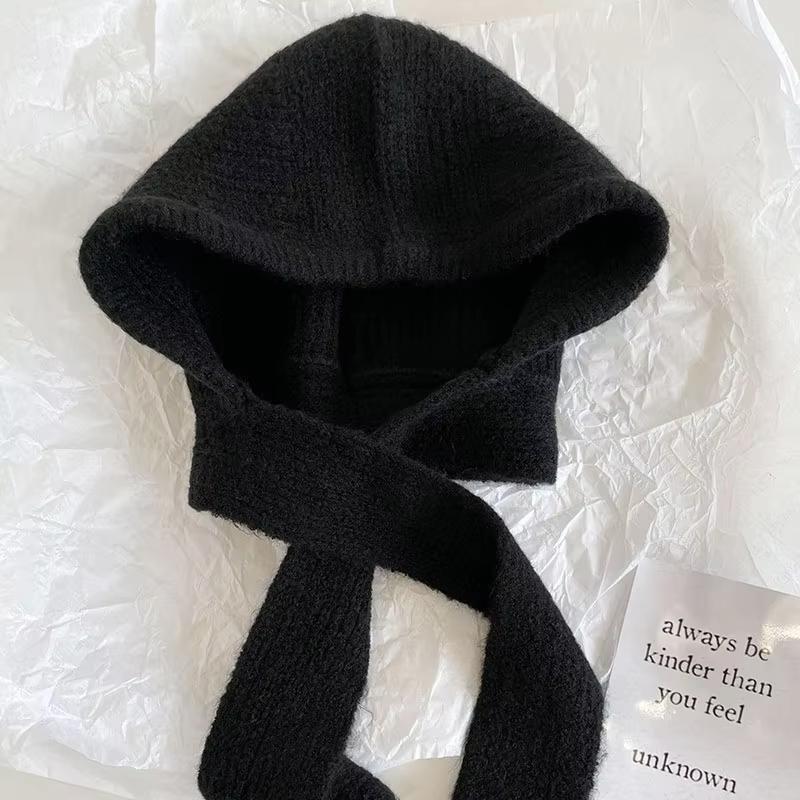 

Нова Зимова Жіноча Шапка з Капюшоном В язана Вовна Тепла Балаклава Шапки Біні Шапки-Черепи Для Жінки Дівчини Однотонна Вулична Захист від Холоду Капор чорний