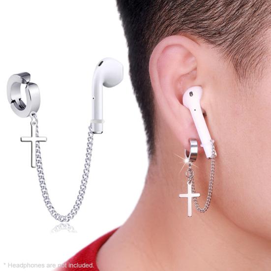 Stylish Wireless Earphones Titanium Steel Protective Chain Earrings for AirPods
