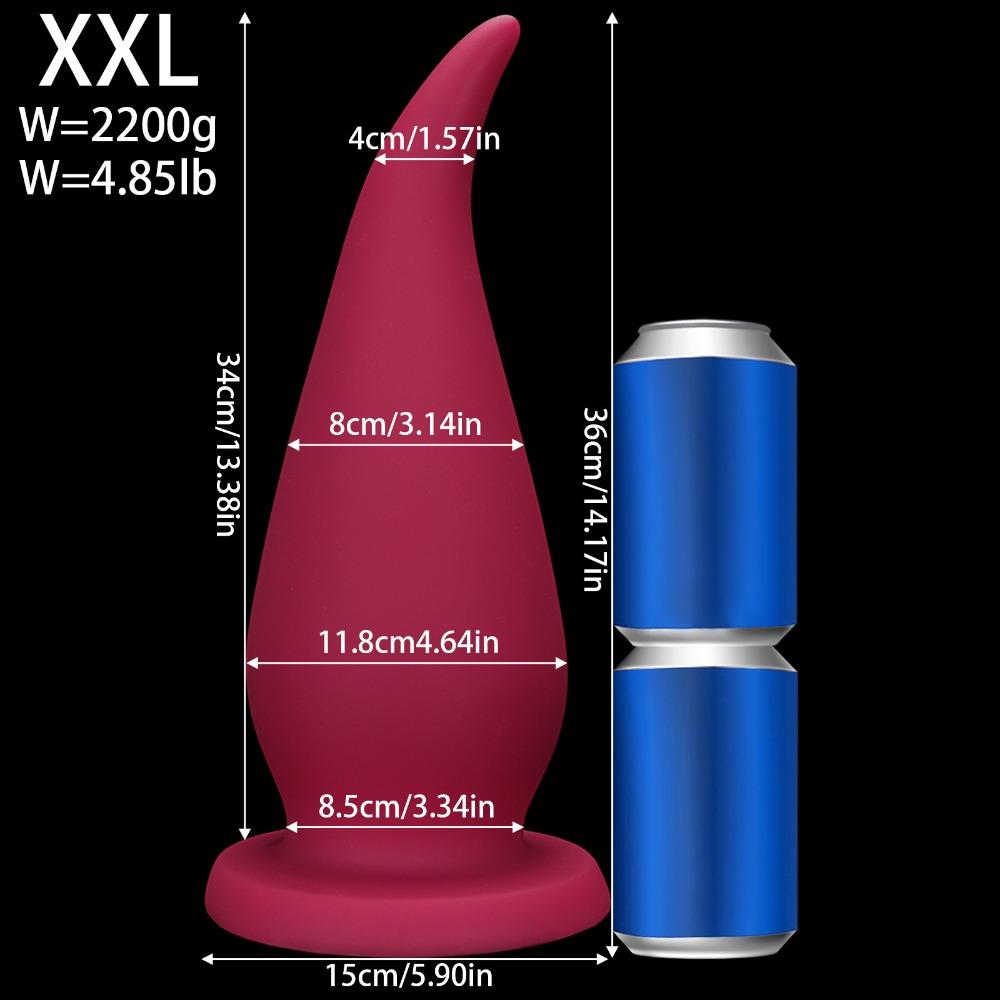 Thick Huge Fox Tail Butt Plug for Men Women, Large Anal Plug with Flared Base, Silicone Anal Stretcher for Adult Beginners and Advanced Players