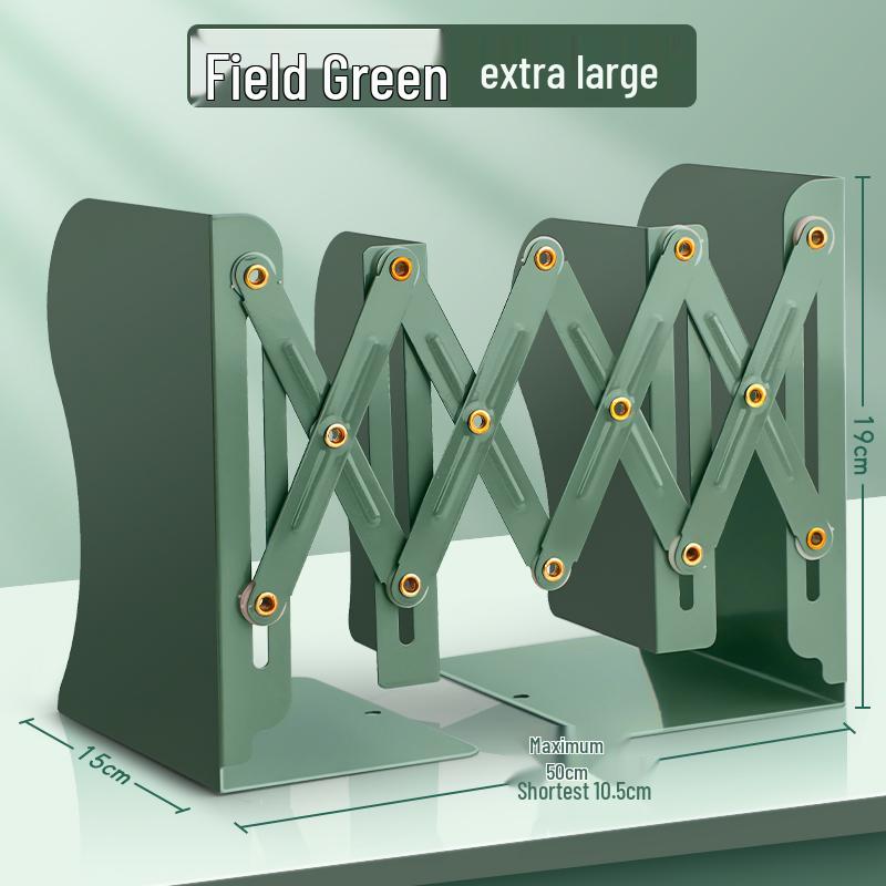Retractable Bookend with Pen Holder - Foldable Desktop Bookshelf and Divider