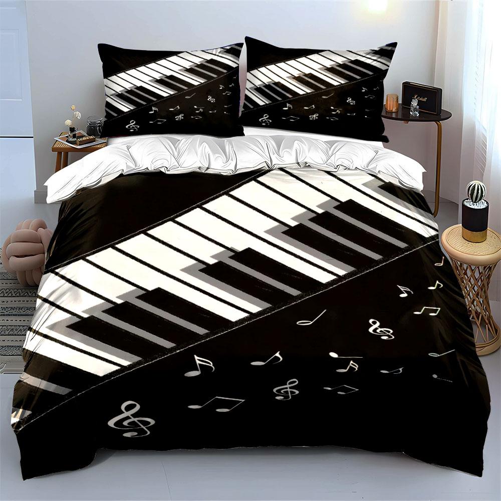 "Piano Music Decor Set" Bedding Set with 1 Duvet Cover 2 Pillowcases Single Double King Queen Gift