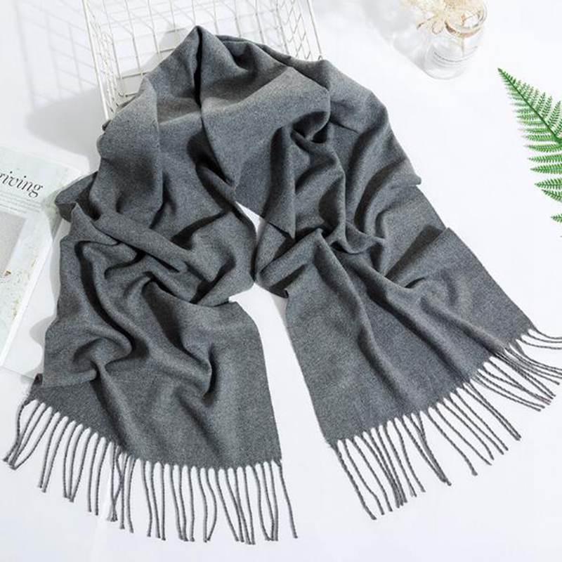 Men Wool Cashmere Scarf Winter Warm Tassel Long Scarves Women Casual ...