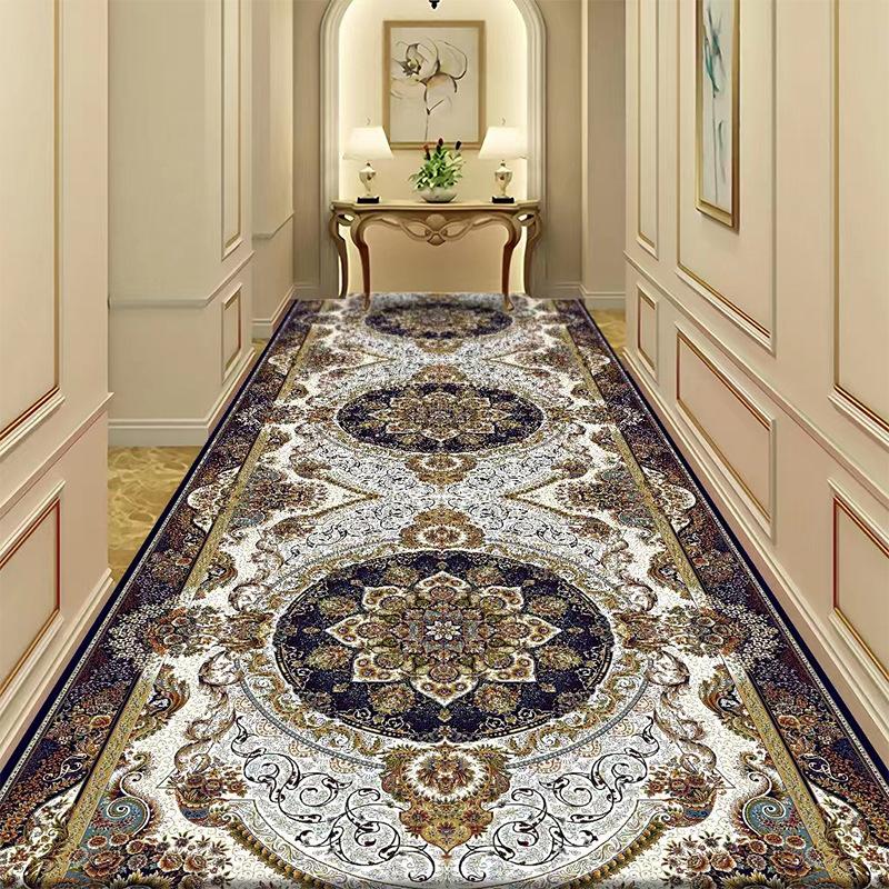 Retro Long Corridor Carpet Runner Hallway Long Rug Customizable Hotel Decoration Stair Carpet Aisle Non-slip Floor Mat Luxury