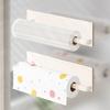 Wall Mounted Roll Paper Storage Rack Space Saving Towel Bar Rack Cling Film Storage Rack  Bathroom