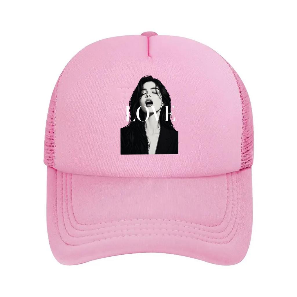 Monochrome Love Portrait Text Graphi Mesh Baseball Cap For Womens Unisex FeUnisex Beach Dad Hat Hip Hop