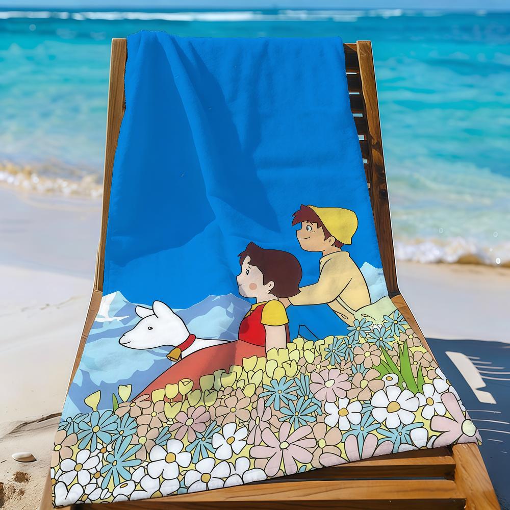 Asciugamano Cartoon H-Heidi Sportivo Asciugatura Rapida Attrezzatura da Viaggio Campeggio Resistente alla Sabbia Morbido Leggero Grande Asciugamano da Spiaggia