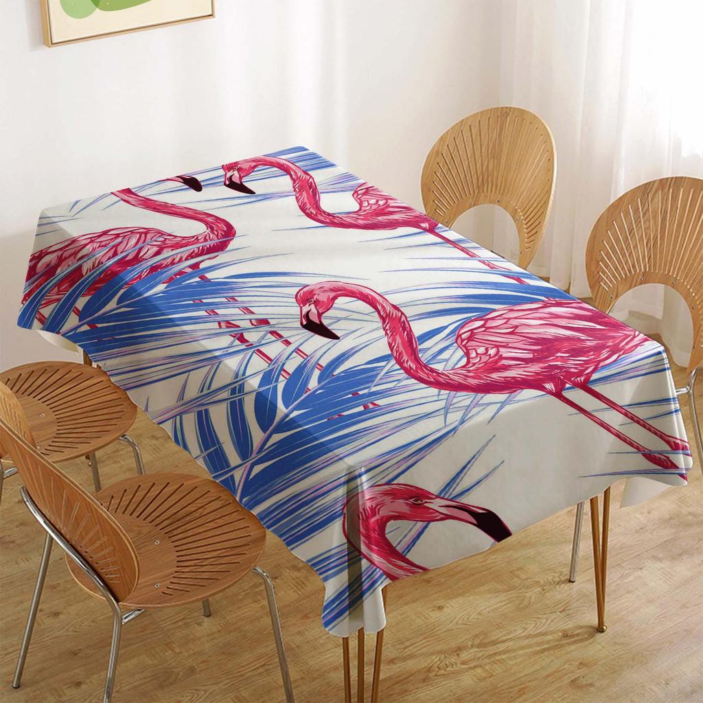 Tropical Flamingo Rectangular Polyester Tablecloth for Dining and Coffee Tables