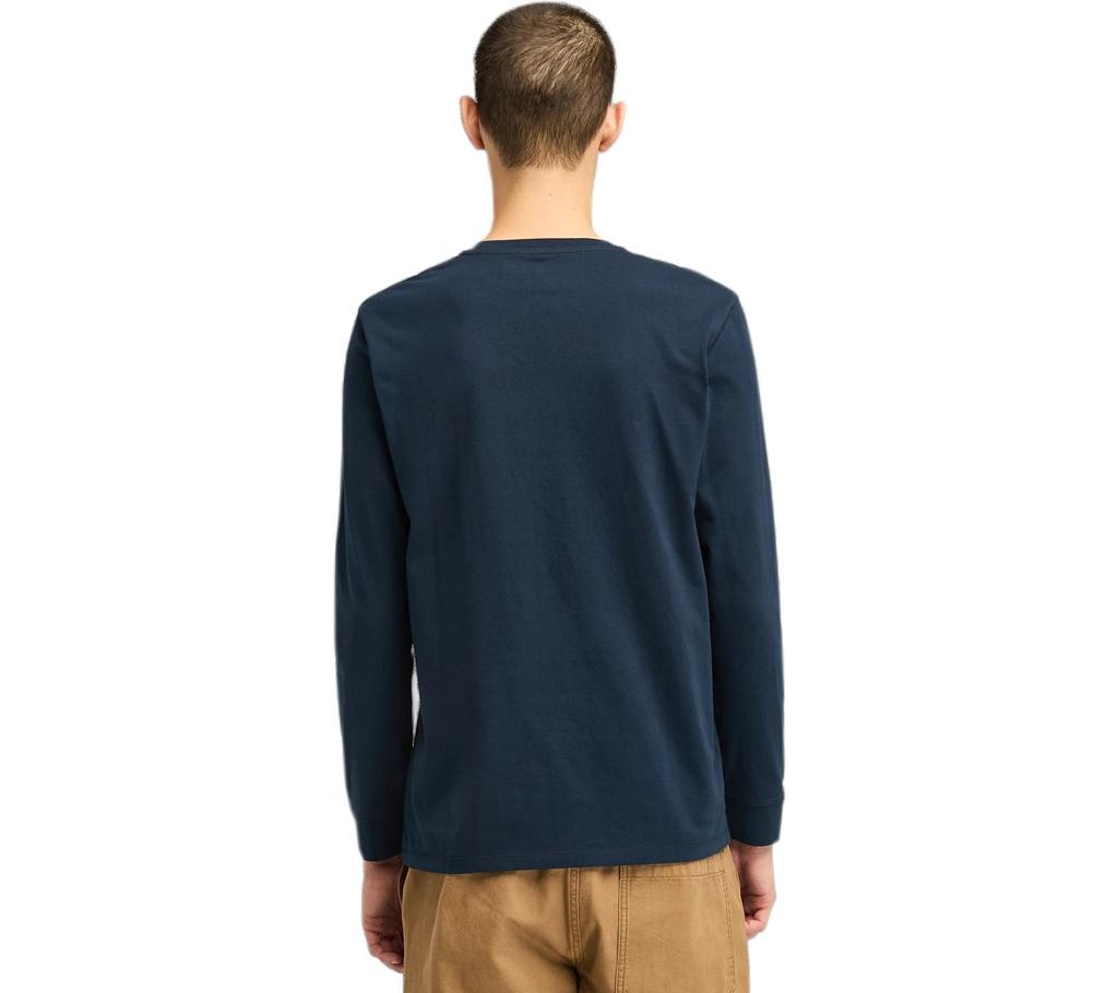 Timberland Logo LS Tee - Herren Langarm T-Shirt Bio-Baumwolle Blau TB0A2FQD-Z02 ORIGINAL