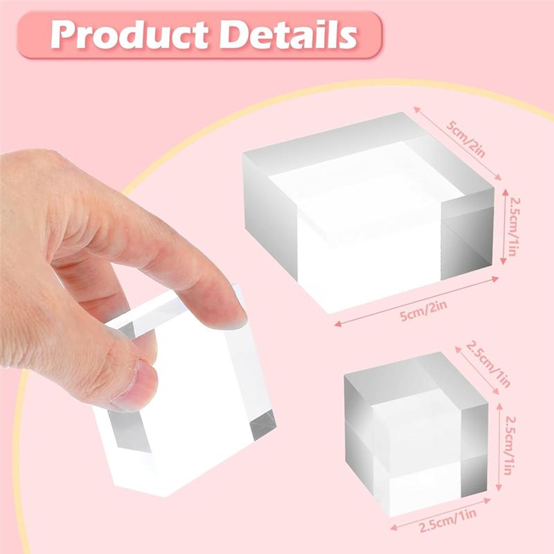 A74E-16 Pcs Square Acrylic Blocks For Display Clear Block Stand Polished Jewelry For Display Showcase