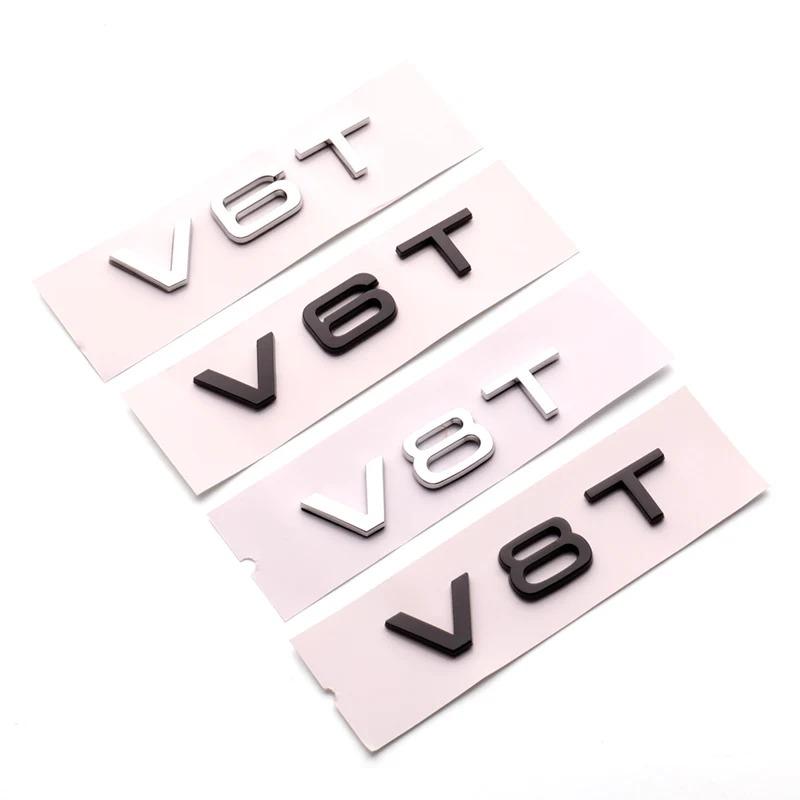 2026 3D ABS Chrome Black V8T Logo V6T Emblem Letters For Audi Stickers A4 A1 A5 Q3 Q5 Q7 S5 A6 V6T S8 V8T Badge Decal Accessories